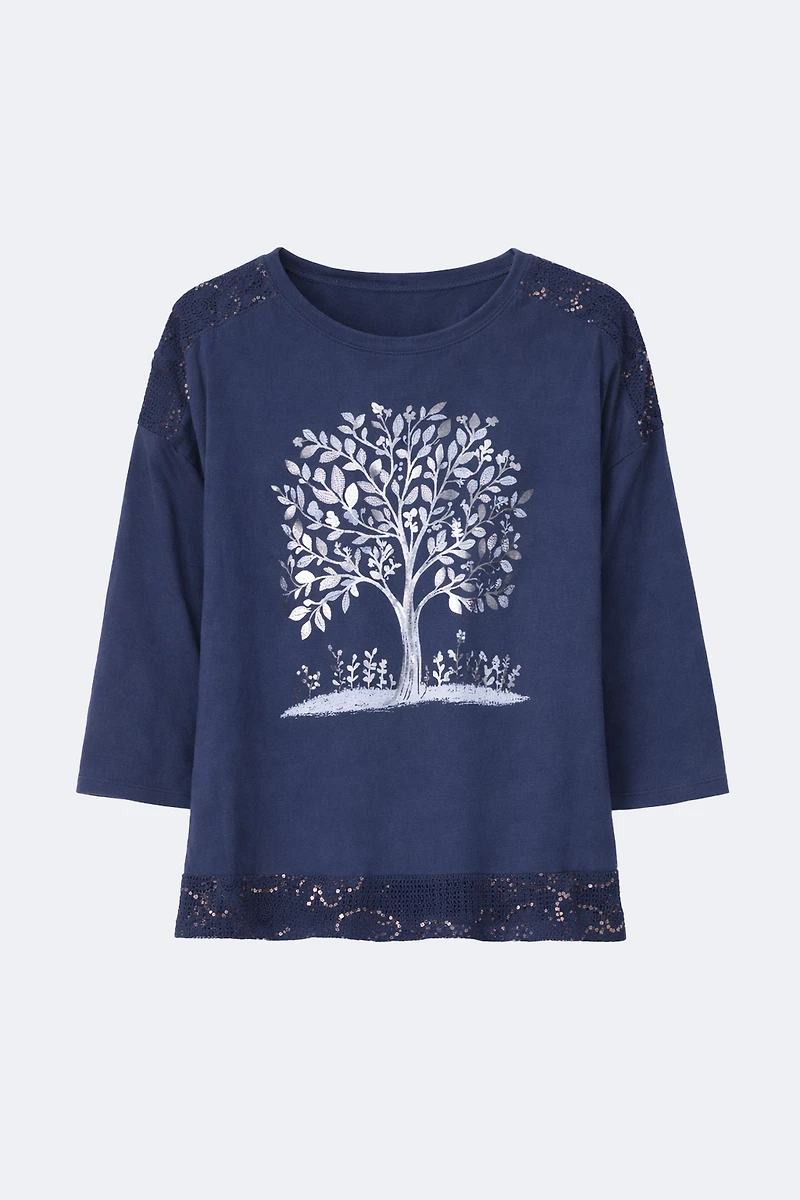 Sequin detail cotton top