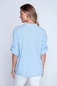 Crochet insert cotton blouse