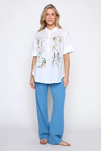 Bicycle print cotton blouse