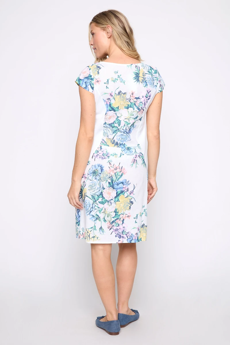 Floral print cotton blend dress