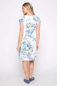 Floral print cotton blend dress