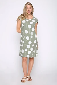 Geo circles print cotton blend dress