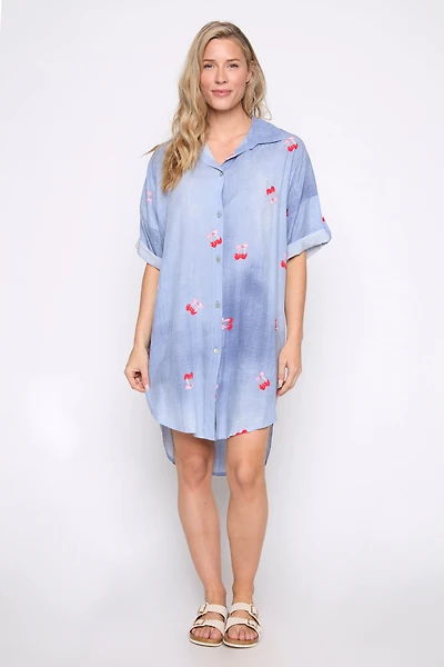Cherry print shirt dress