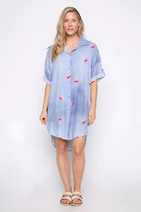 Cherry print shirt dress