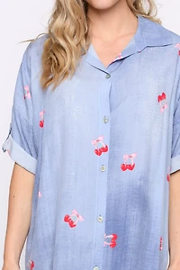 Cherry print shirt dress