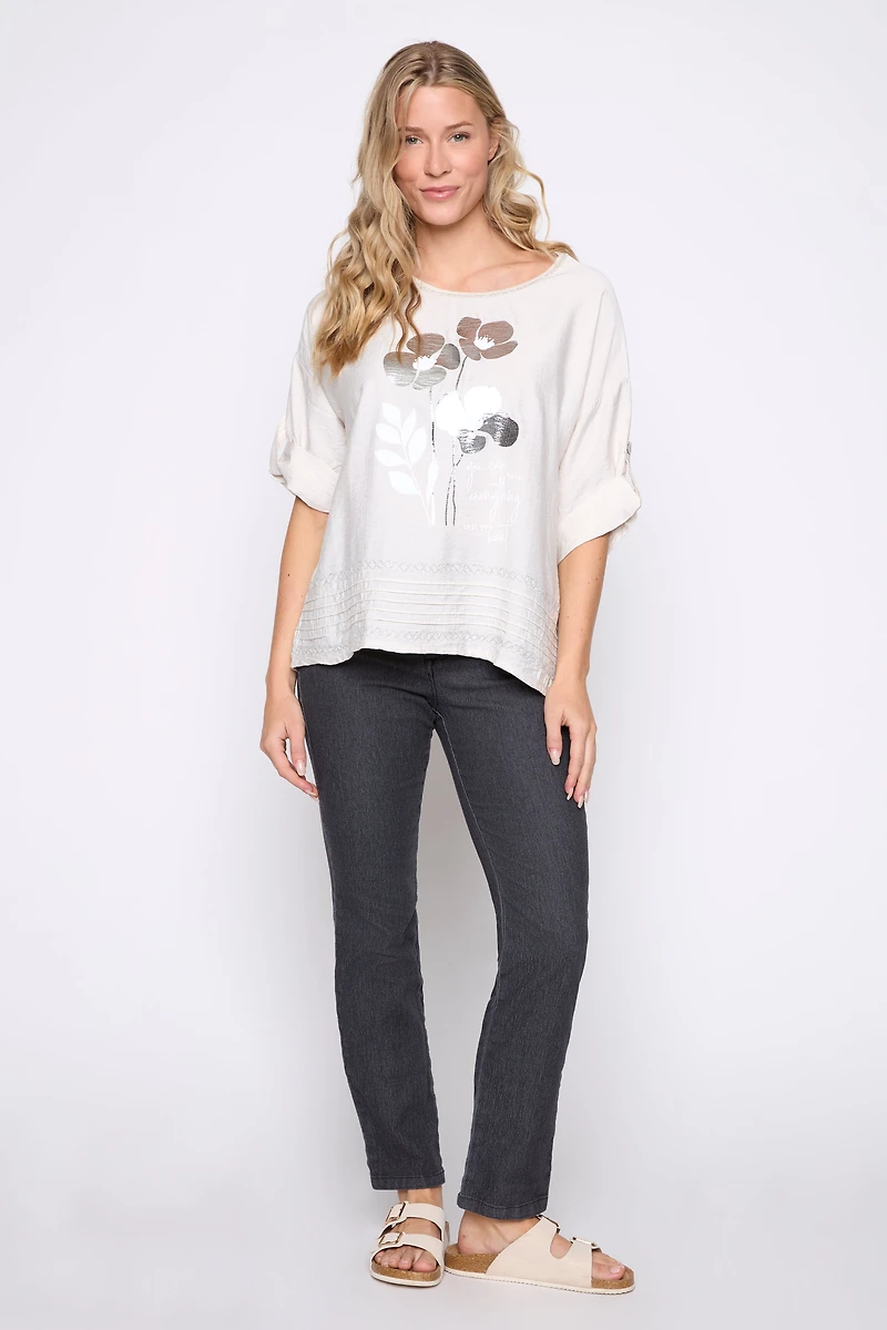 Foil floral print top