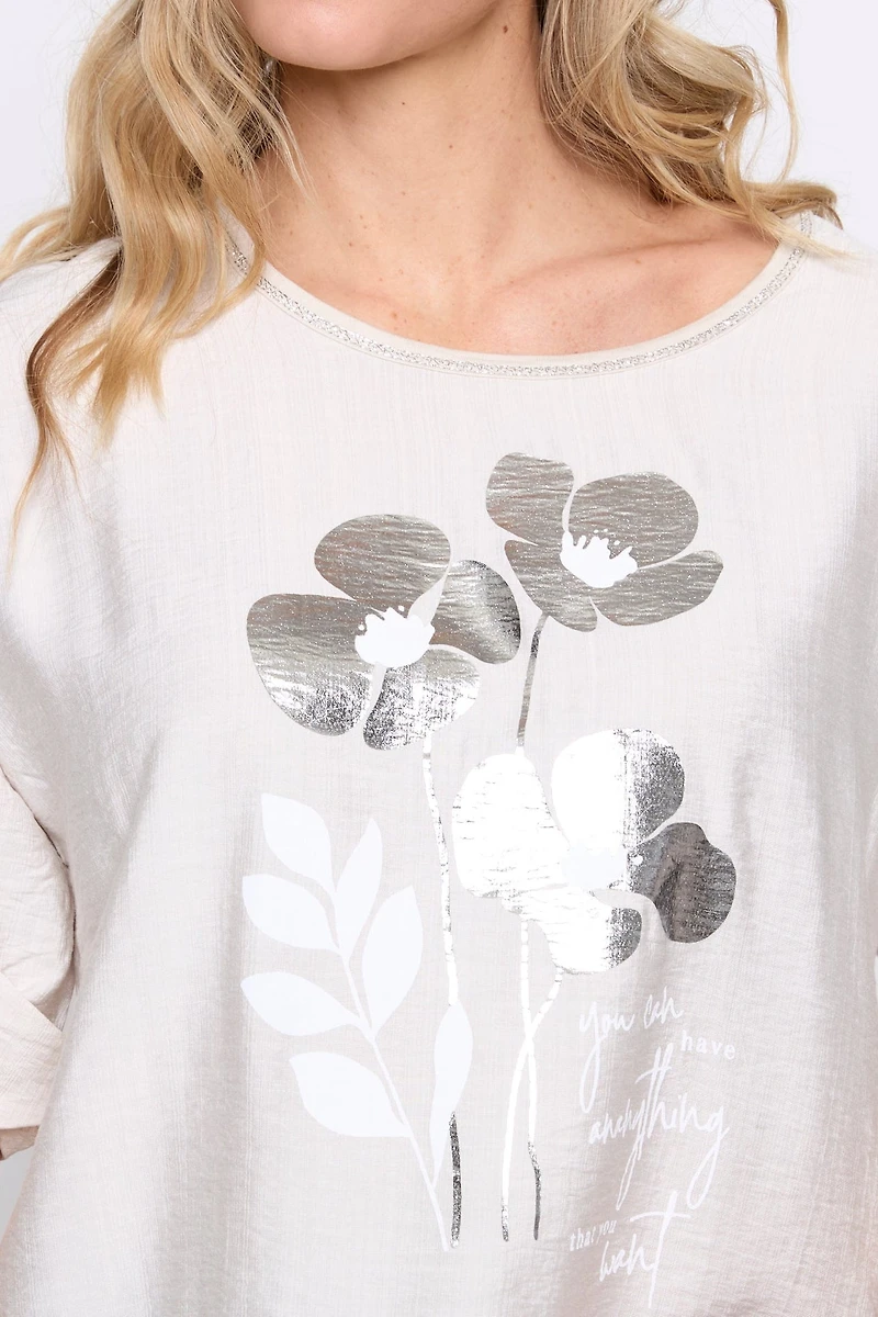 Foil floral print top