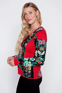Floral design cardigan