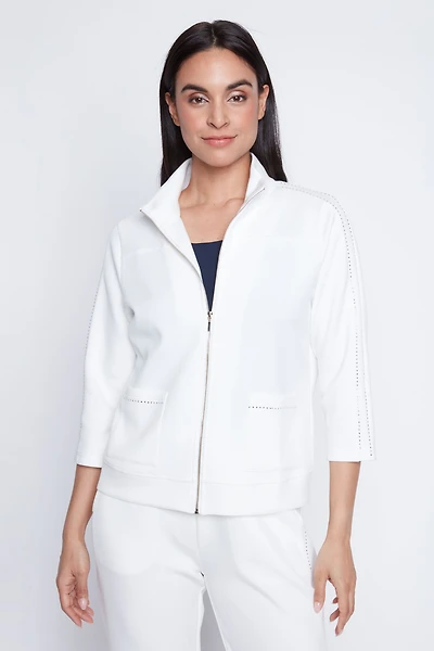 Zip front scuba knit jacket