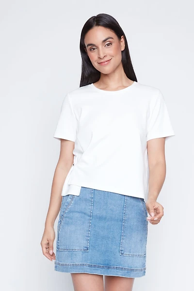 Side button detail t-shirt