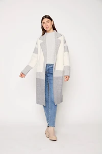 Colorblock Long Knit Cardigan