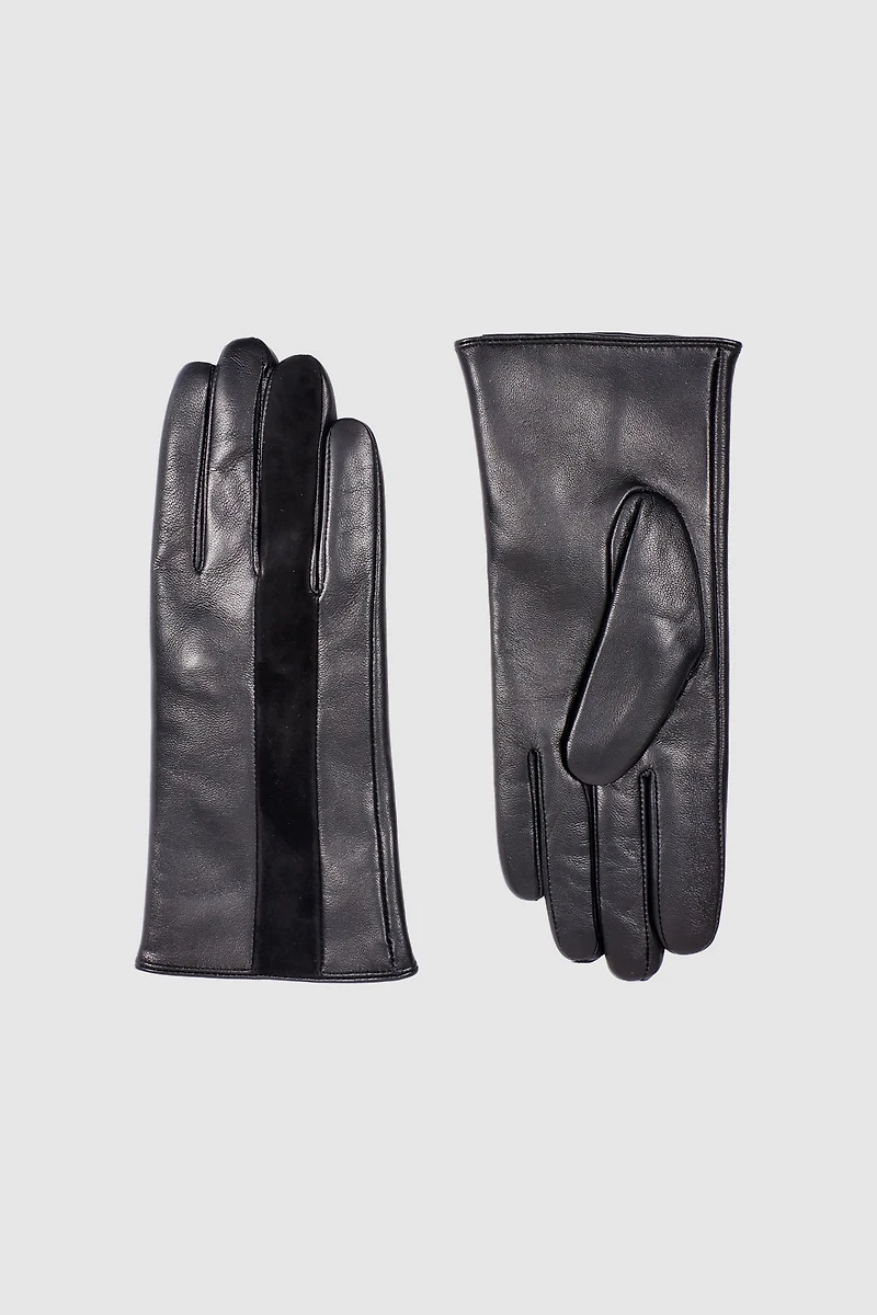 Les gants en cuir de mouton avec bordure en daim