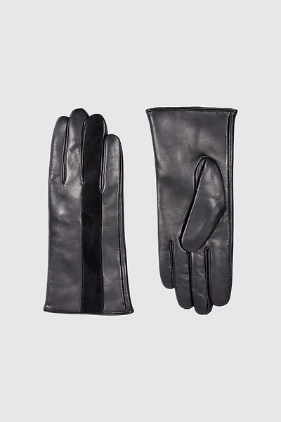 Les gants en cuir de mouton avec bordure en daim