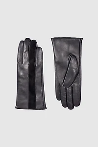 Les gants en cuir de mouton avec bordure en daim