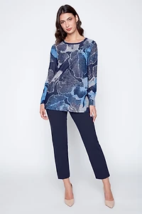 Floral burnout jacquard knit top