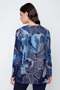 Floral burnout jacquard knit top