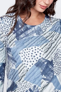 Abstract dot metallic knit top