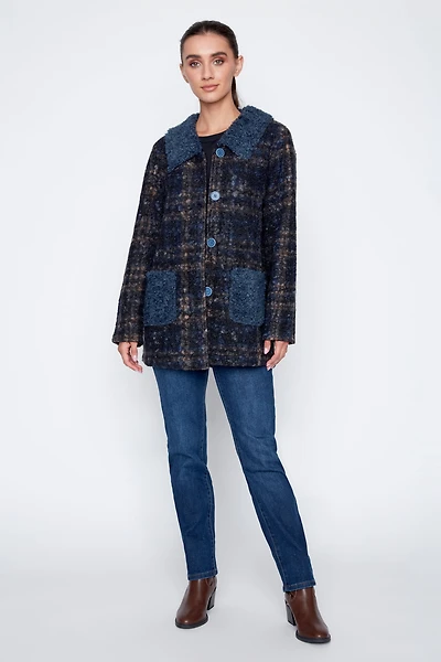 Checkered boucle jacket
