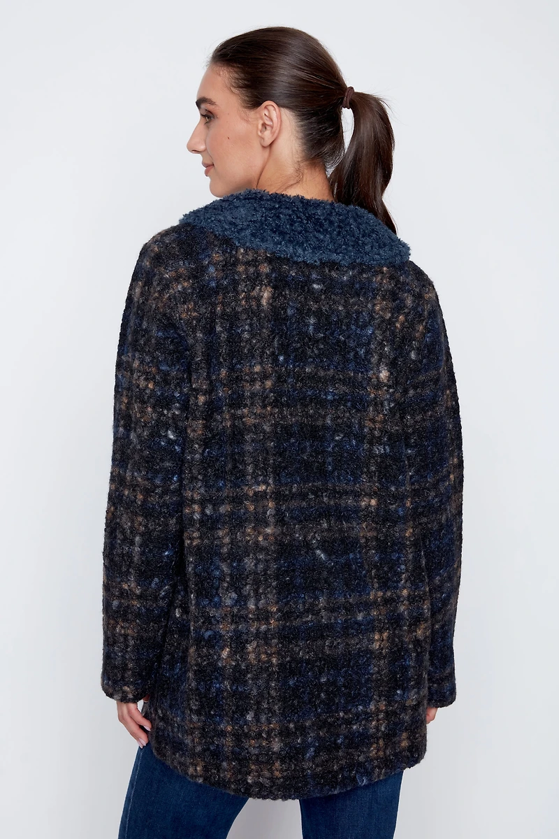 Checkered boucle jacket