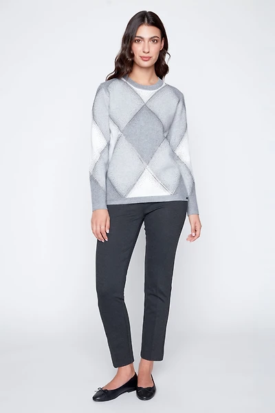 Le pull jacquard à motif losanges