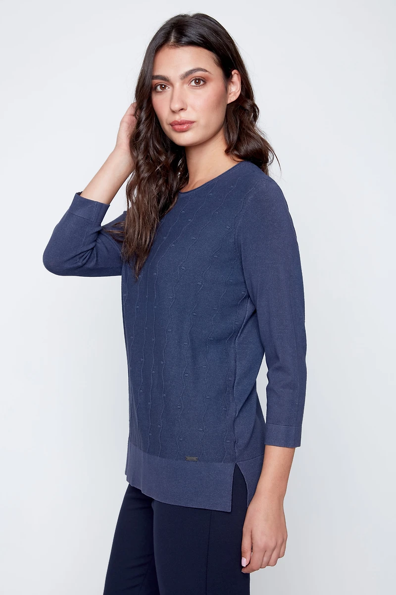 Front stitch detail solid sweater