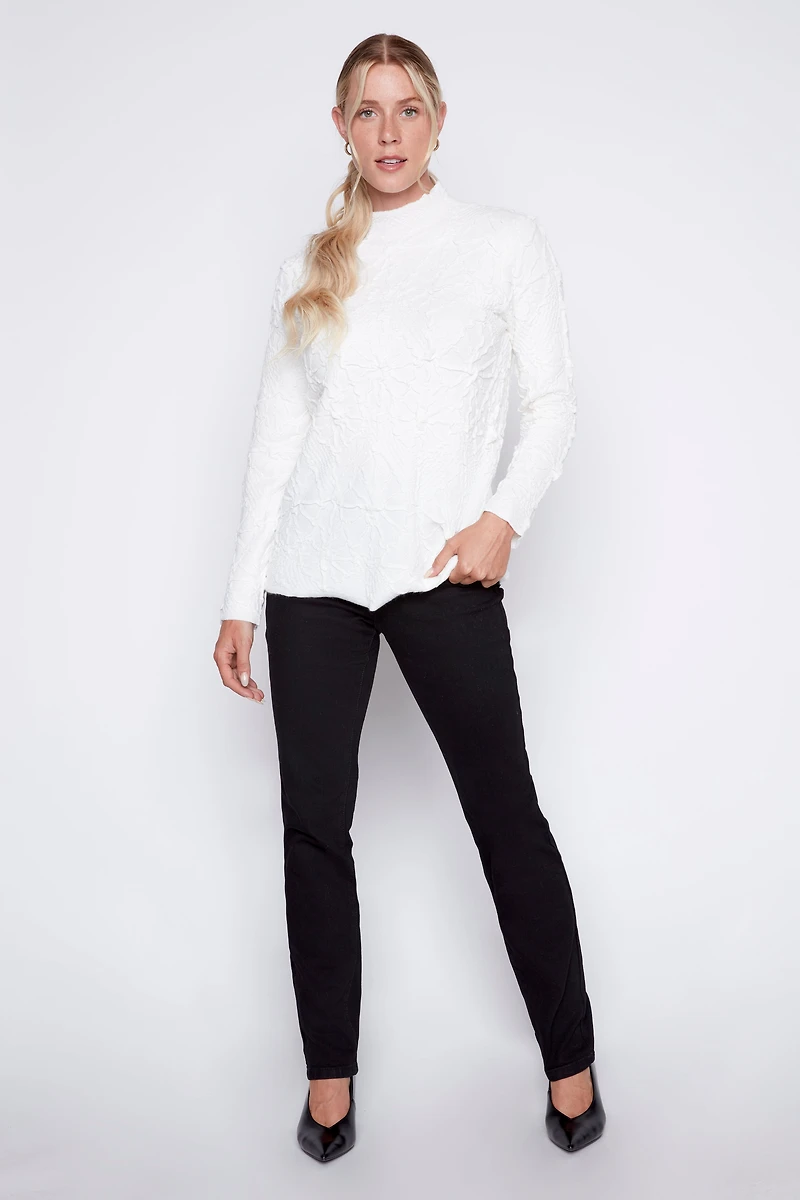 Floral embossed sweater
