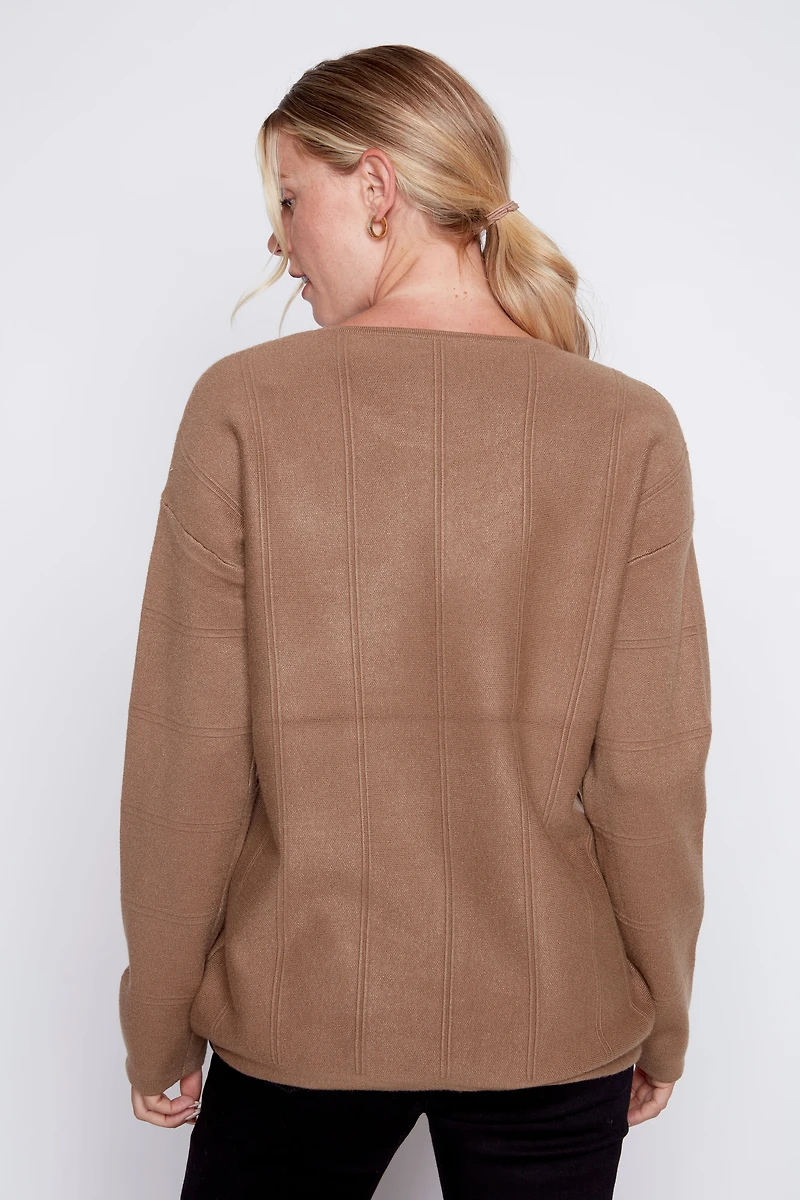 Rhinestone detail sweater with drawstring hem