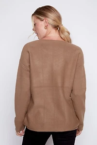 Rhinestone detail sweater with drawstring hem