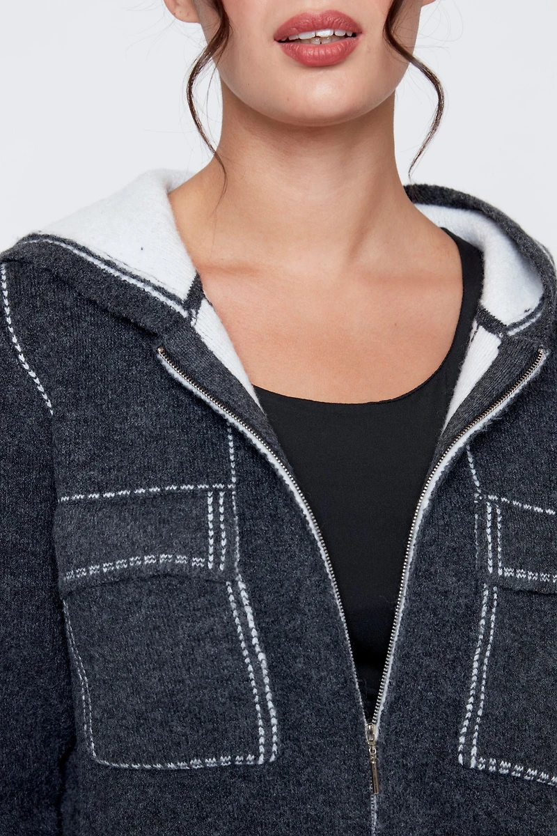 La veste en laine mélangée à points contrastés