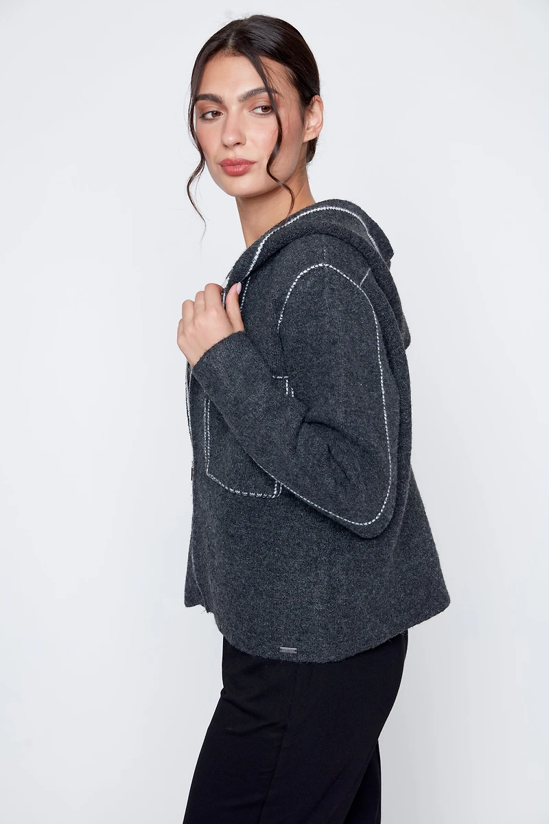 La veste en laine mélangée à points contrastés