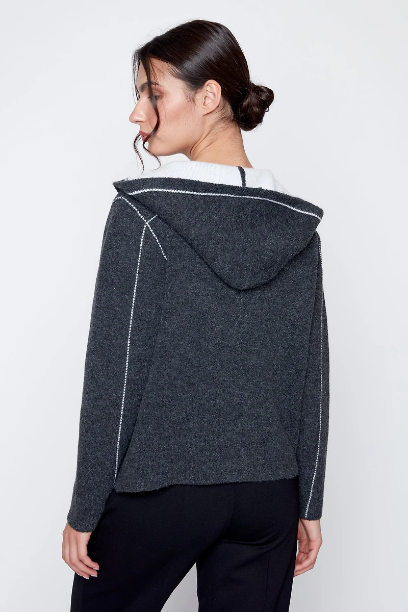 La veste en laine mélangée à points contrastés