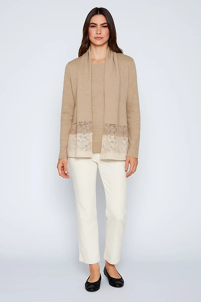 Animal border sweater with scarf