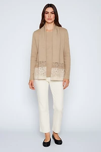 Animal border sweater with scarf