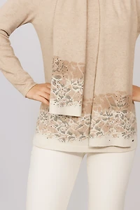 Animal border sweater with scarf