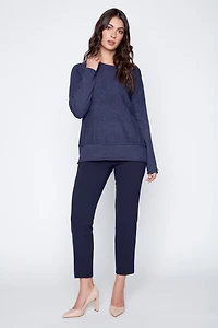 Diamond pattern cable knit sweater
