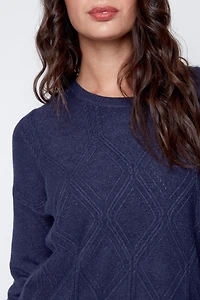 Diamond pattern cable knit sweater