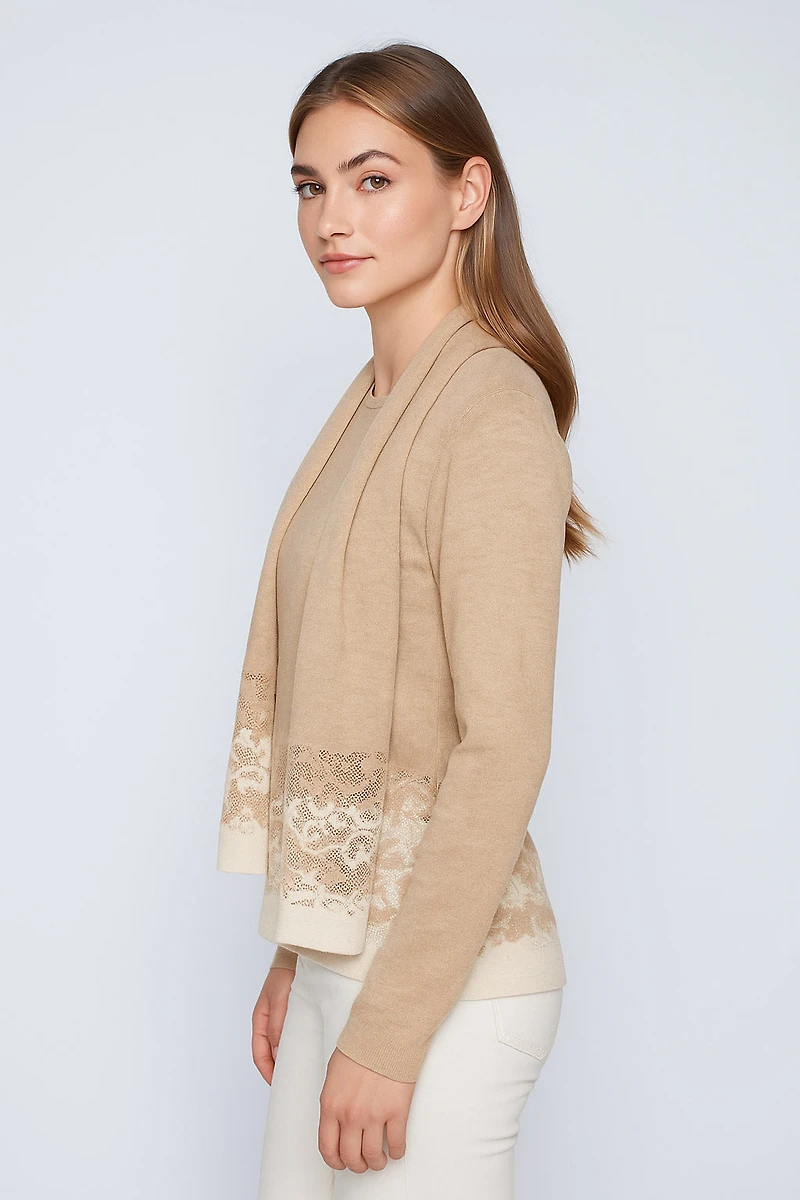 Animal border sweater with scarf