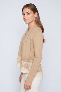 Animal border sweater with scarf