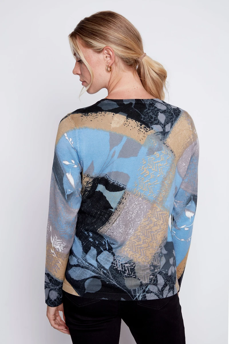 Printed light weight knit sweater