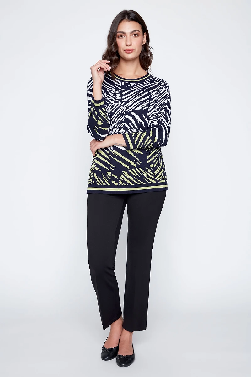 Printed light weight knit sweater