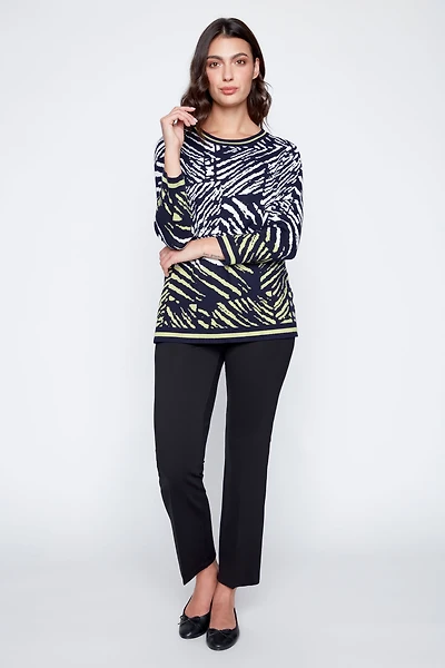 Printed light weight knit sweater