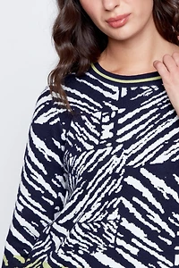 Printed light weight knit sweater
