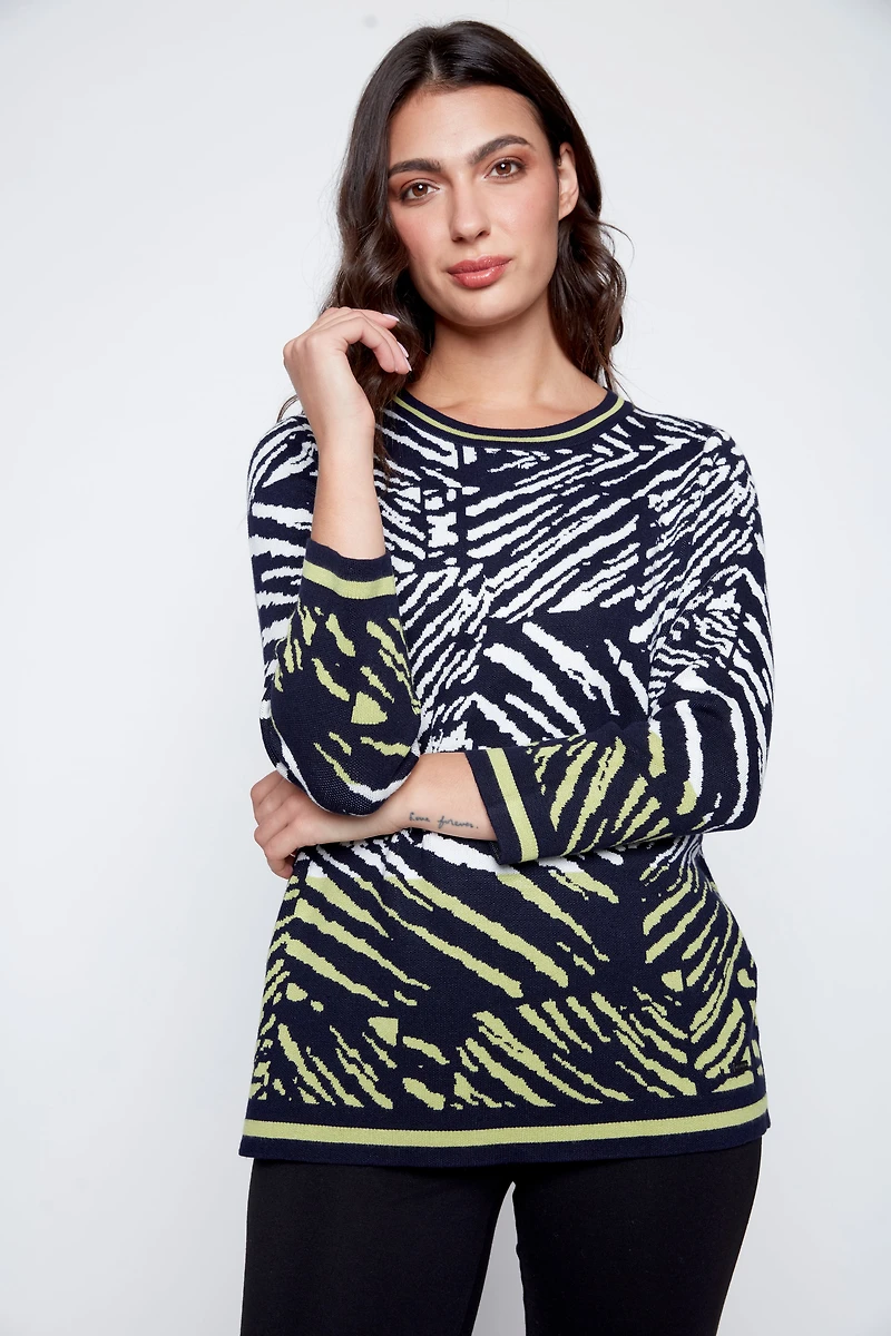 Printed light weight knit sweater
