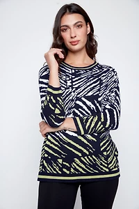 Printed light weight knit sweater