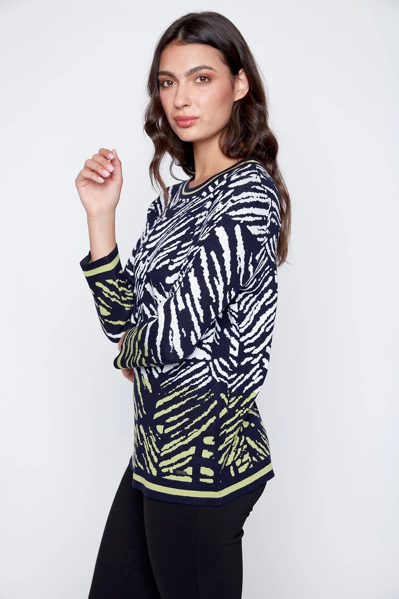 Printed light weight knit sweater