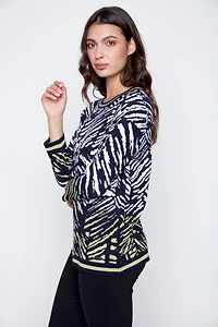 Printed light weight knit sweater