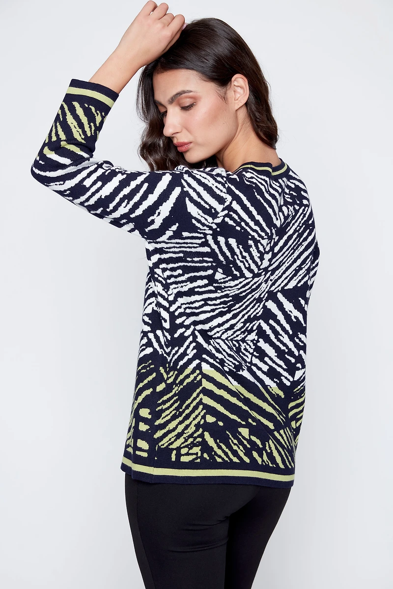 Printed light weight knit sweater