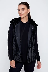 Square pattern faux fur vest