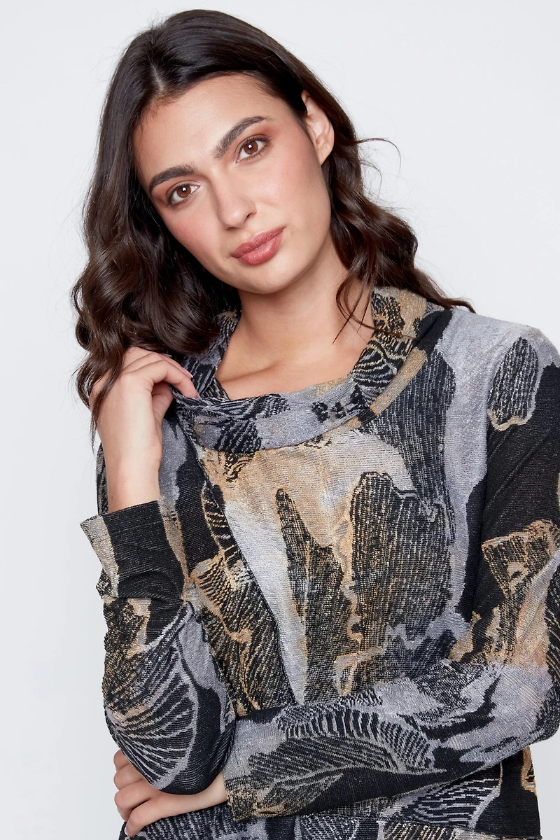 Le haut jacquard imprimé à col bénitier