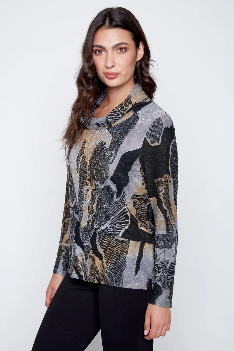 Le haut jacquard imprimé à col bénitier